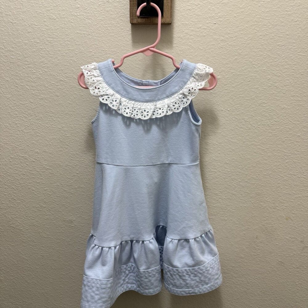 Janie and jack Eyelet Ruffle Ponte Dress-sky blue-size 3-toddler girl
